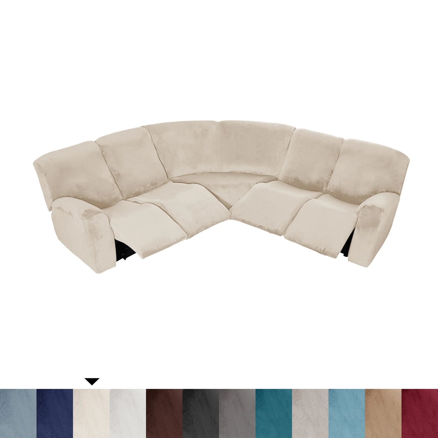 7-Piece L Shape Velvet Stretch Recliner Corner Sofa Covers for Sectional Sofa Set Reclining L Shape Sofa Slipcovers