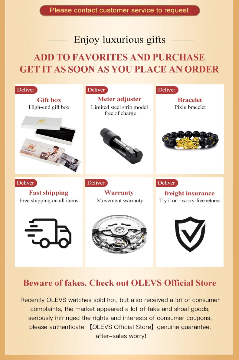 OLEVS Women's Watches Fashion Multifunction Original Quartz Watch for Ladies Waterproof Luminous 24 Hours Exquisite Gift Box Set