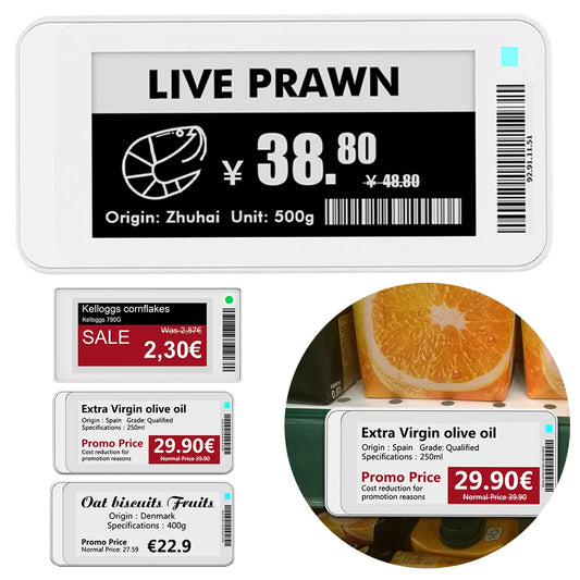 2.1'' 2.9'' E-paper E-Ink EInk Display Screen BT Version App Operating Software TFT Screen IP65 Electronic Price Tag Card