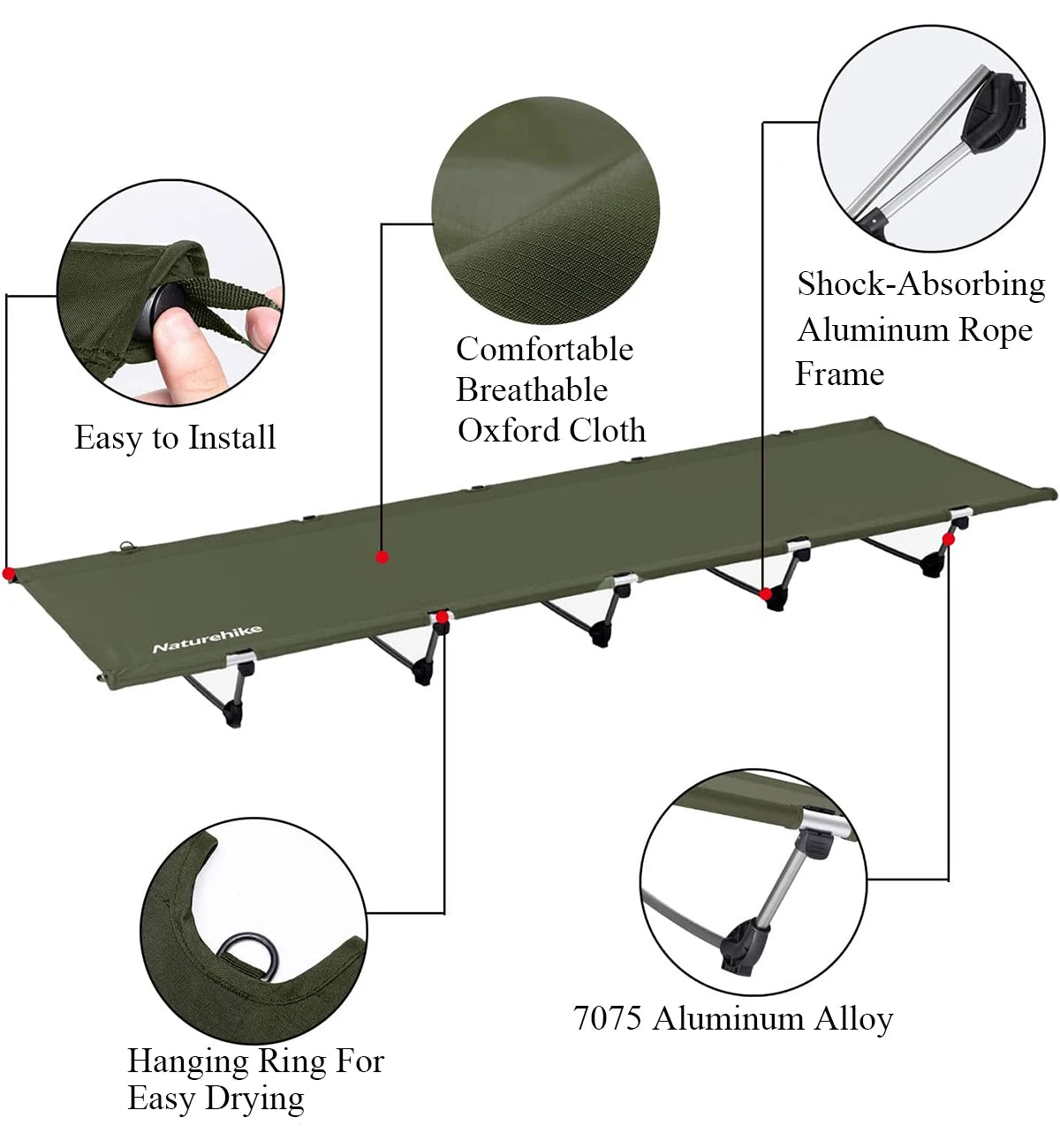 Naturehike Xjc05 Folding Bed Compact Ultralight Camping Bed Fishing Beach Travel Bed Outdoor Sleeping Cots Portable Camping Cot