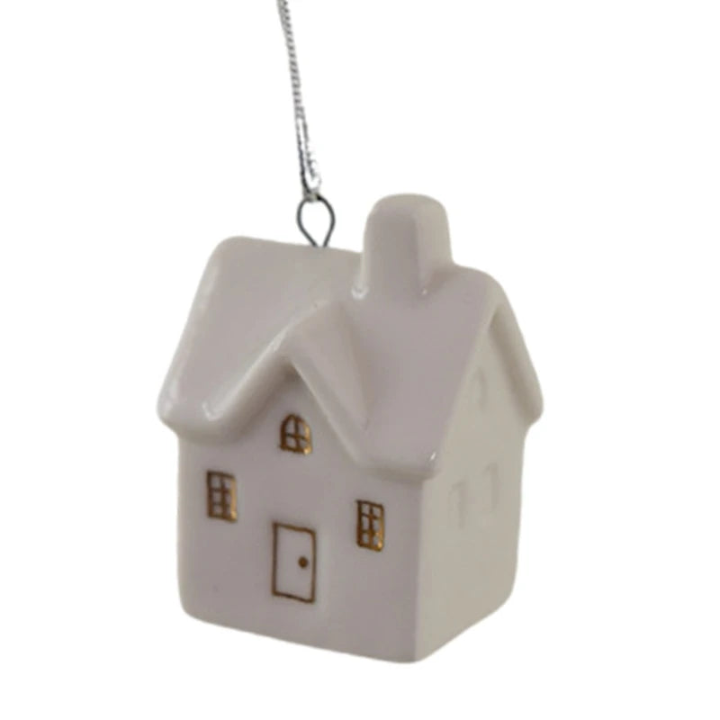 Festival Ceramic Snow House Christmas Tree Hanging Ornament for Holiday Decors