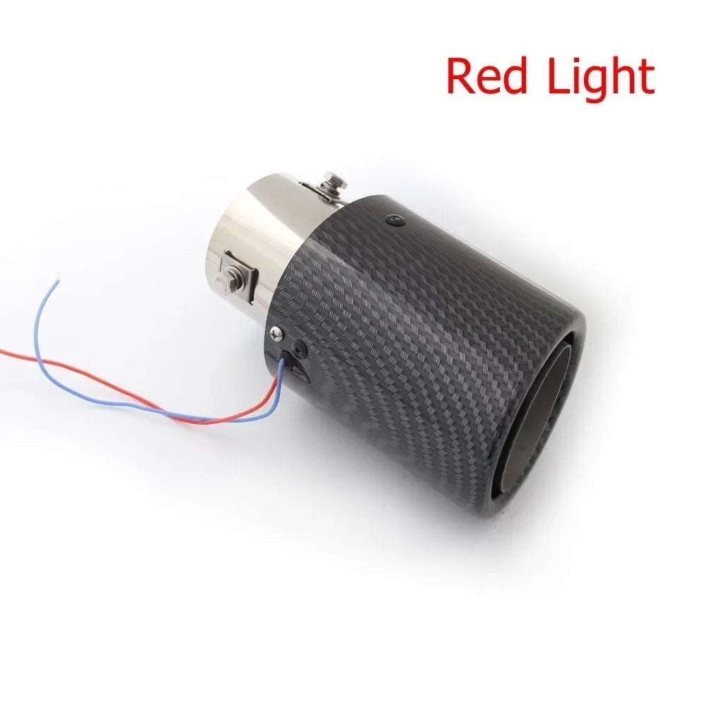 Exhaust Muffler Light Flaming Universal LED Tip Pipe Straight Car Modified Single Outlet Exhaust Pipe Tail Throat Red/Blue