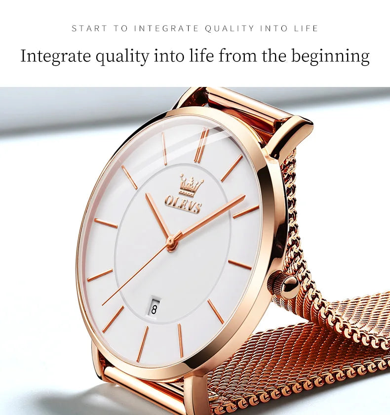 OLEVS 5869 Women Watch Original Brand Simple Mesh Belt Quartz Watch Automatic Date Waterproof Luminous Watches For Women Box