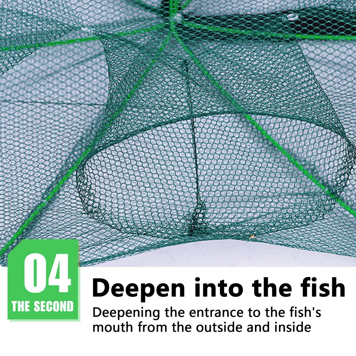 Folding lobster cage 2025 new style fishing trap fishing tool kit fish shrimp crayfish crab fishing net nylon material