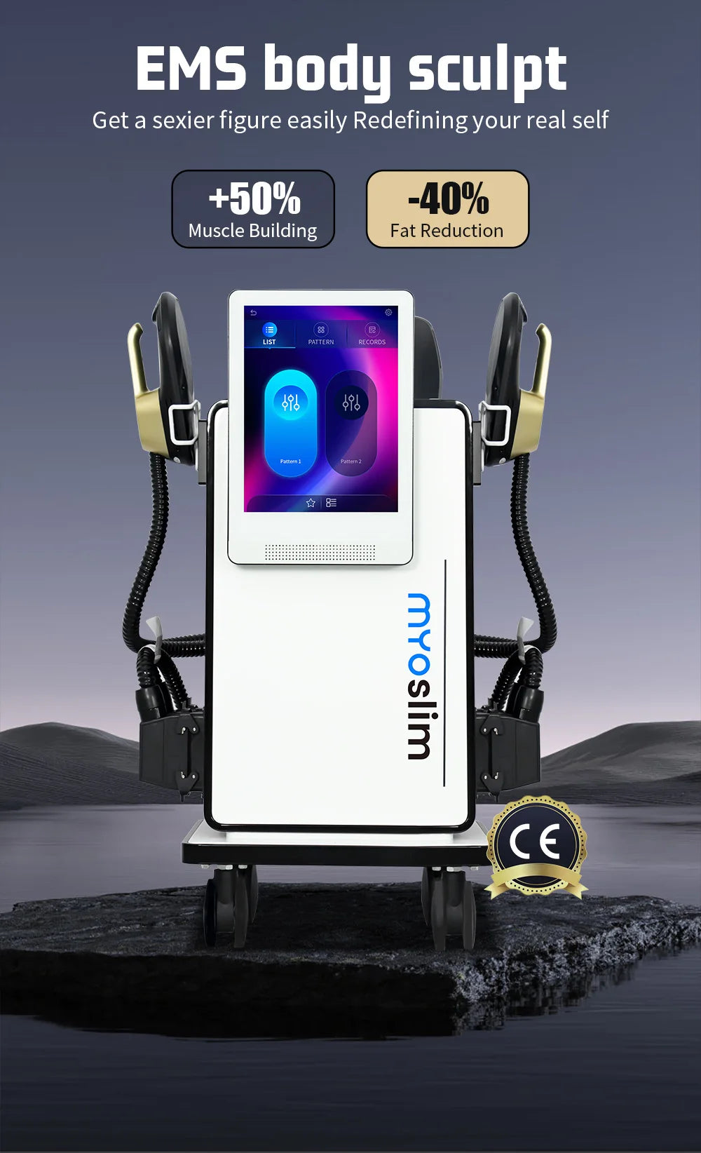 Upgrade EMS Professional Fat Reduction Body Contouring Equipment Wireless Handle Muscle Stimulate Shaping