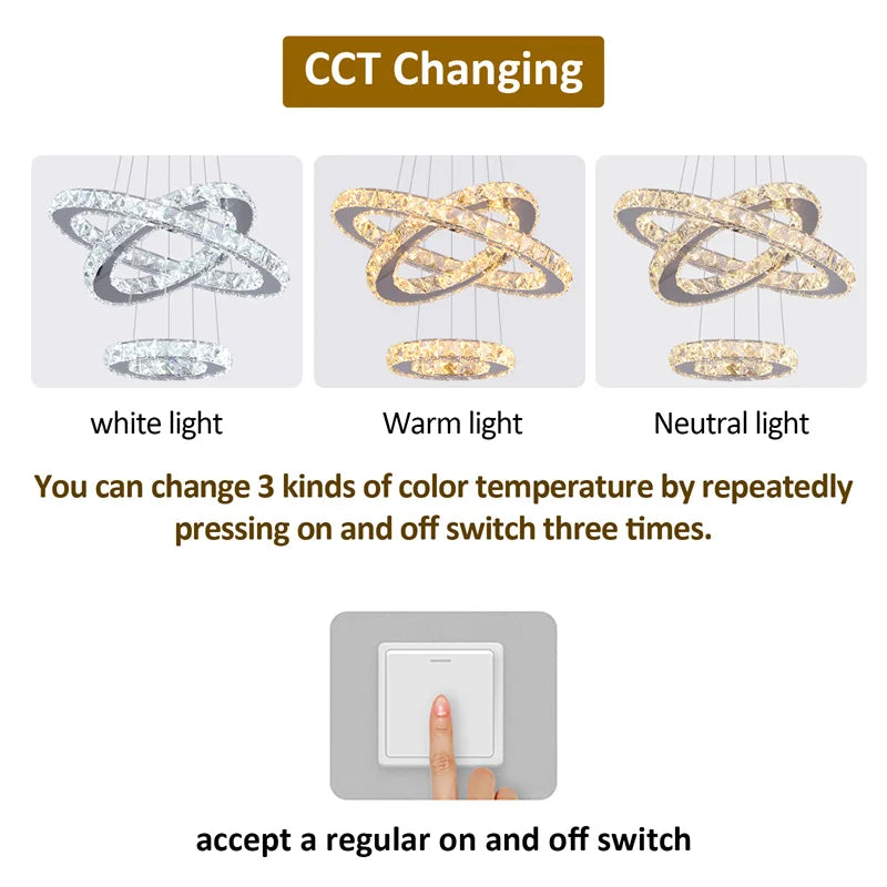 Modern Crystal Chandeliers Ring-Shaped Pendant Lights Living Room And Kitchen Decoration Led Ceiling Lamps Hanging Luminaire