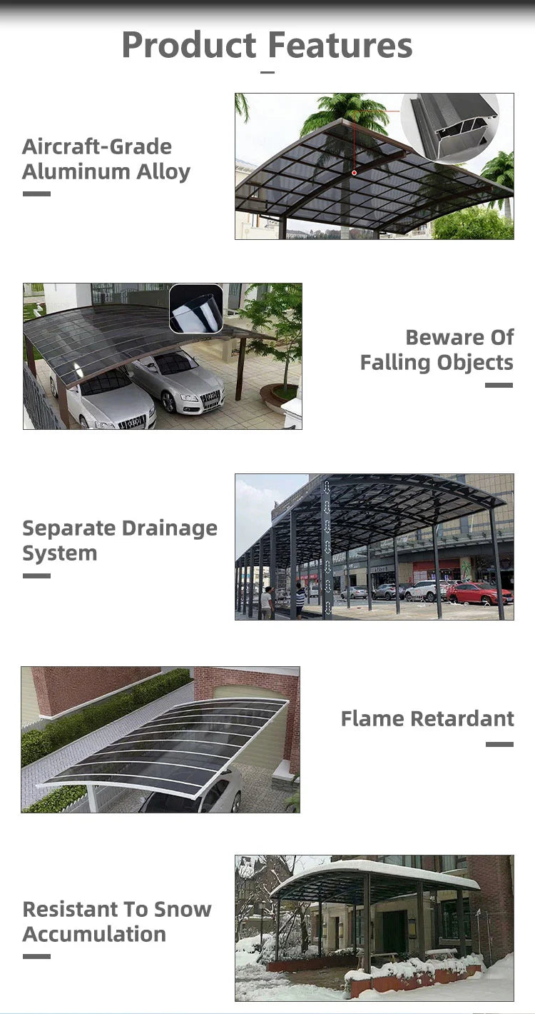 Outdoor aluminum alloy arched roof garage carport carport waterproof pergola roof panel sheltered courtyard garden villa canopy