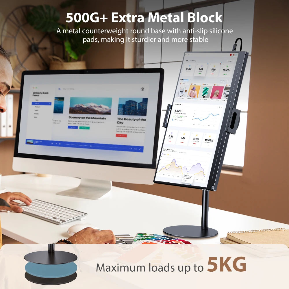 UPERFECT Portable Monitor VESA Stand for 15.6'' 17.3''  Adjustable 360° Swivel Bracket Tablet Holder Compatible with 4.7’’-17.3"