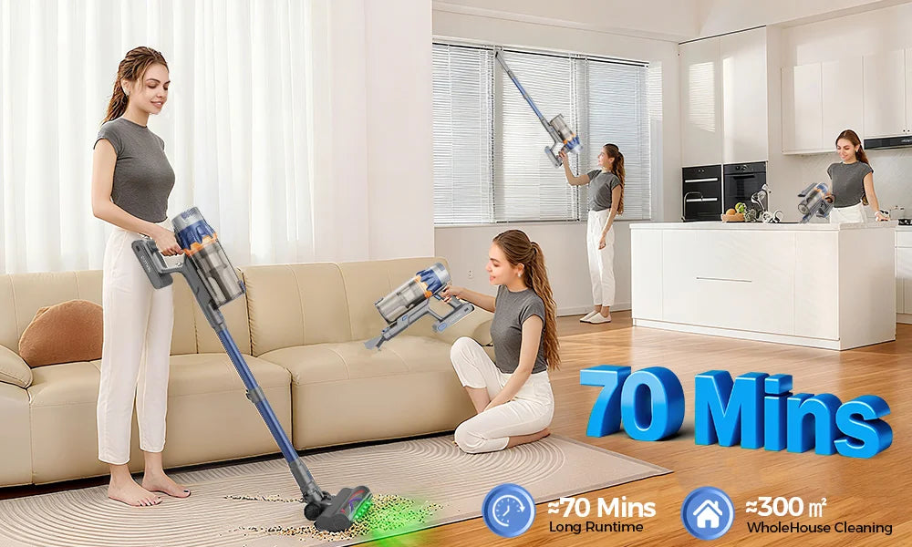 Cotiar 650W 60kPa Vertical Vacuum Cleaner Handheld Home Appliance Cordless Vacuum Cleaner 70 Mins Runtime Multi-functional  S25