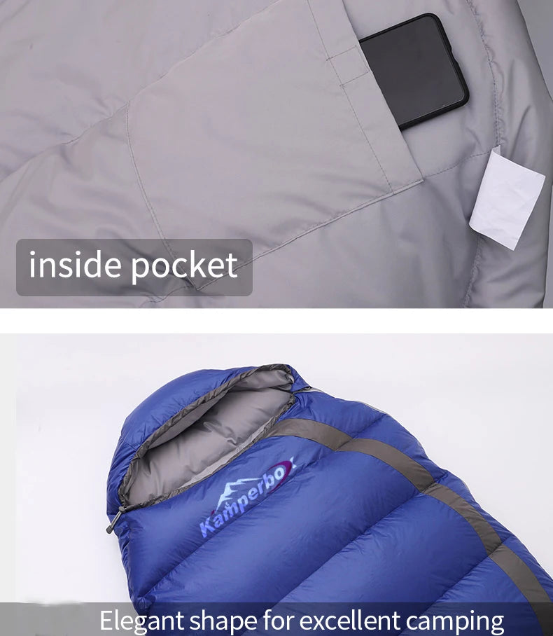 Kamperbox Sleeping Bag Winter Cold Down Sleeping Bag Camping Equipment Down Slippers Lightweight Sleeping Bag