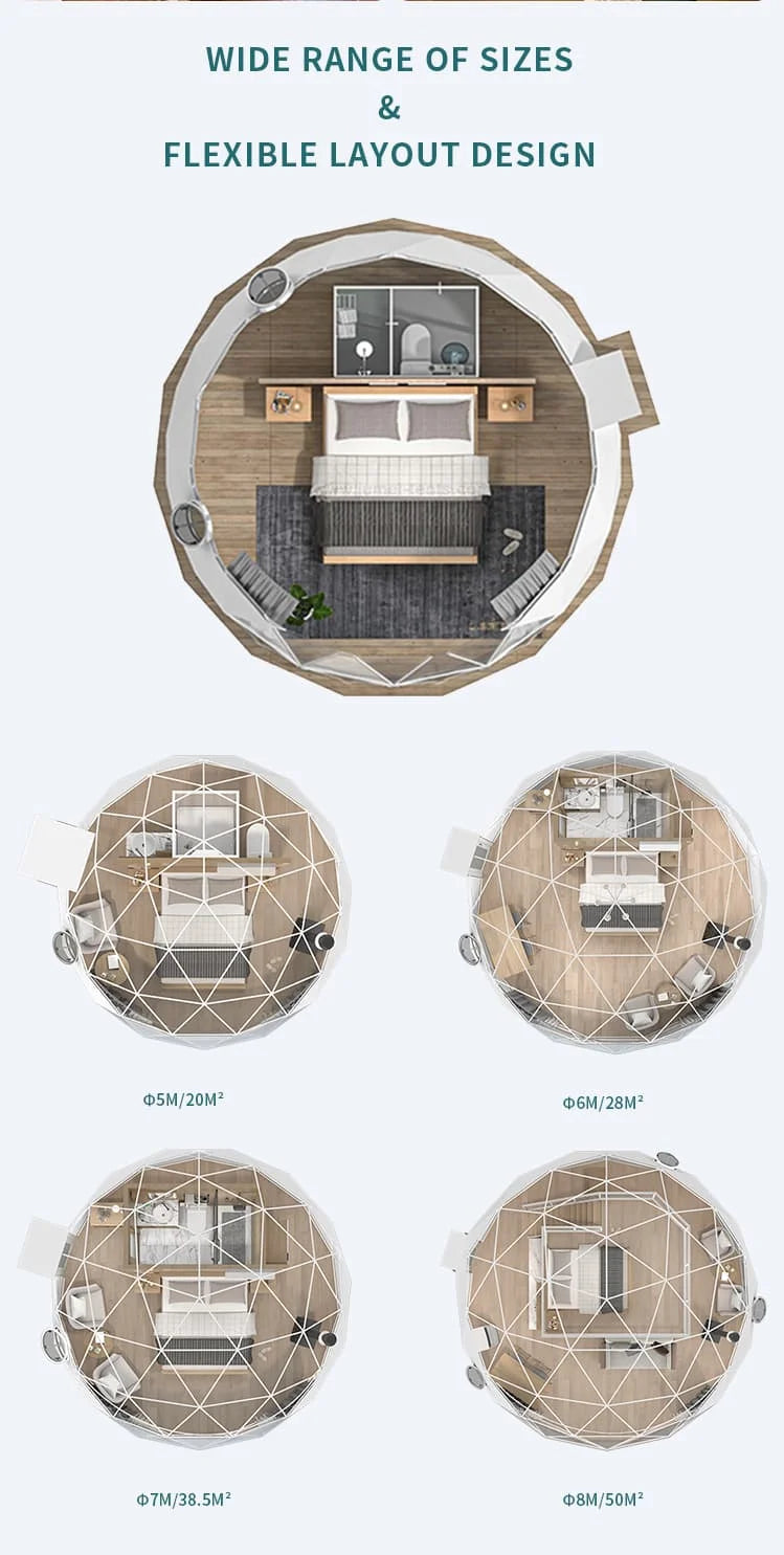 Trade Show Tent 6~9m Diameter Transparent Geodesic Luxury Dome Hotel Manor Tents Hotel Forest Glamping Round Dome Tent Outdoors