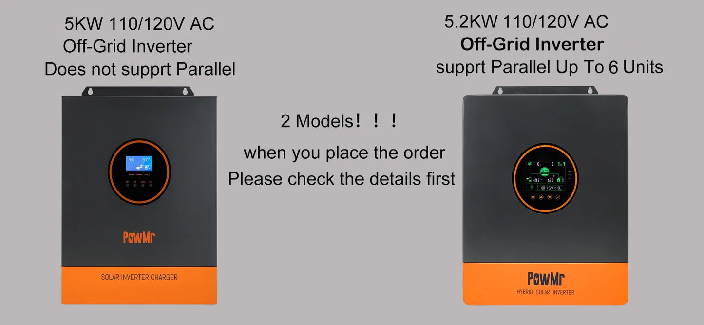 5KW Single Phase 120V 110V AC Off-Grid 48V All In One Hybrid Inversor Built 80A/100A MPPT Solar Charger Controller Fit for Home