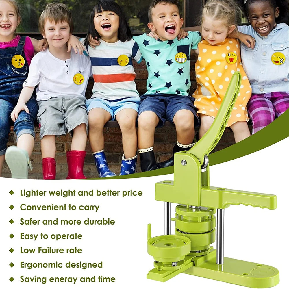 Badge Pin Button Maker Machine DIY 25/32/37/44/58MM Badges Set with 100Pcs Button Parts+Circle Cutter, Badge Press Maker Machine