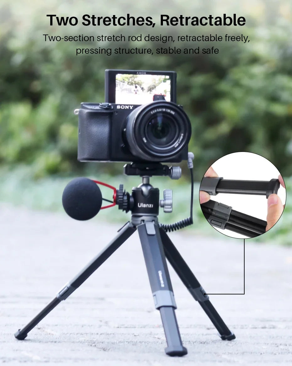 Ulanzi MT-24 Vlog Lite Metal Tripod With Ballhead Extendable 1/4'' Tripod Monopod Cold Shoe Arca Quick Swiss 2.5KG Max Load
