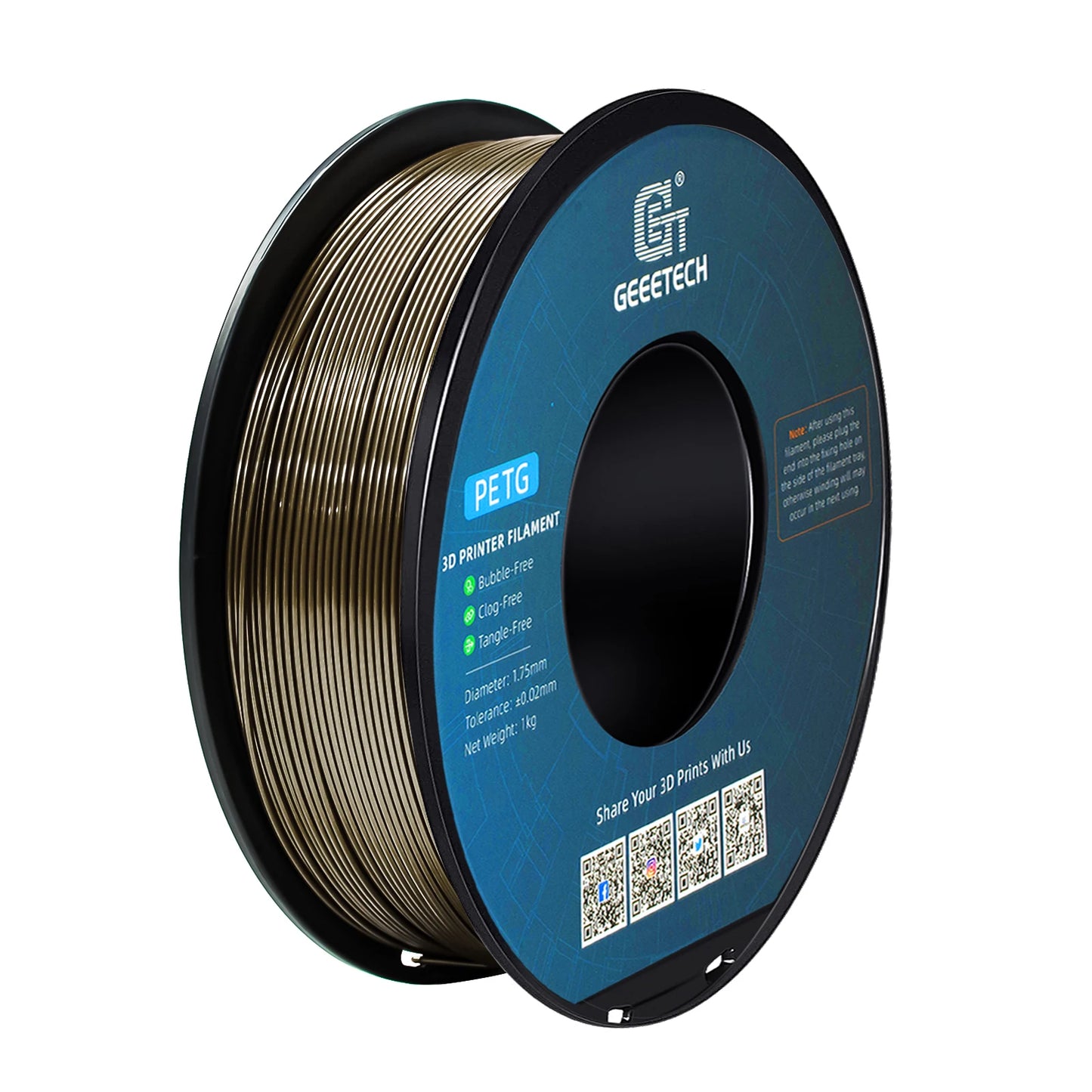 Geeetech Metallic Luster 1Kg PETG 1.75mm Filament 3d print wire Vacuum Packaging Colorful Plastic for most FDM 3D printer