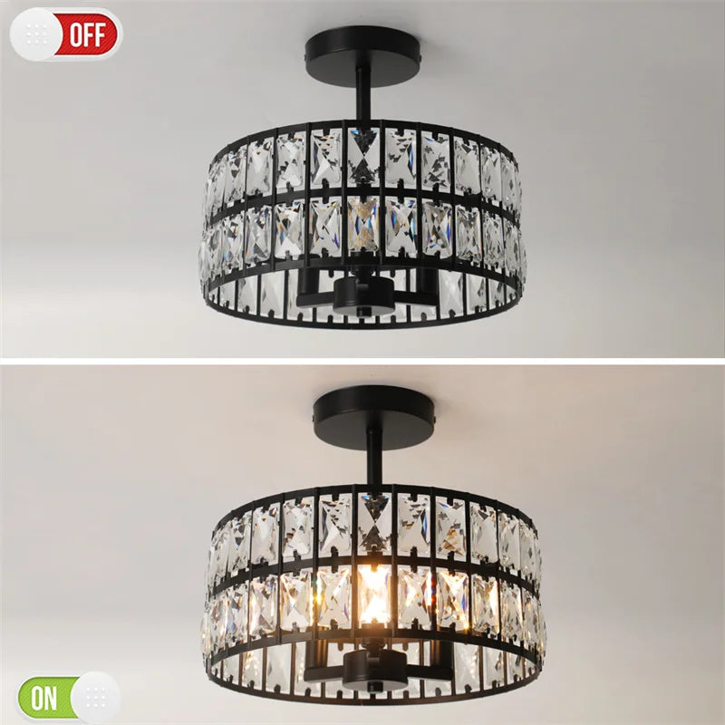 K9 Crystal Dining Table Pendant Lamp Bedroom Hanging Lamp Retro Luxury Style Suitable For Kitchen Plafon Ceiling Chandelier