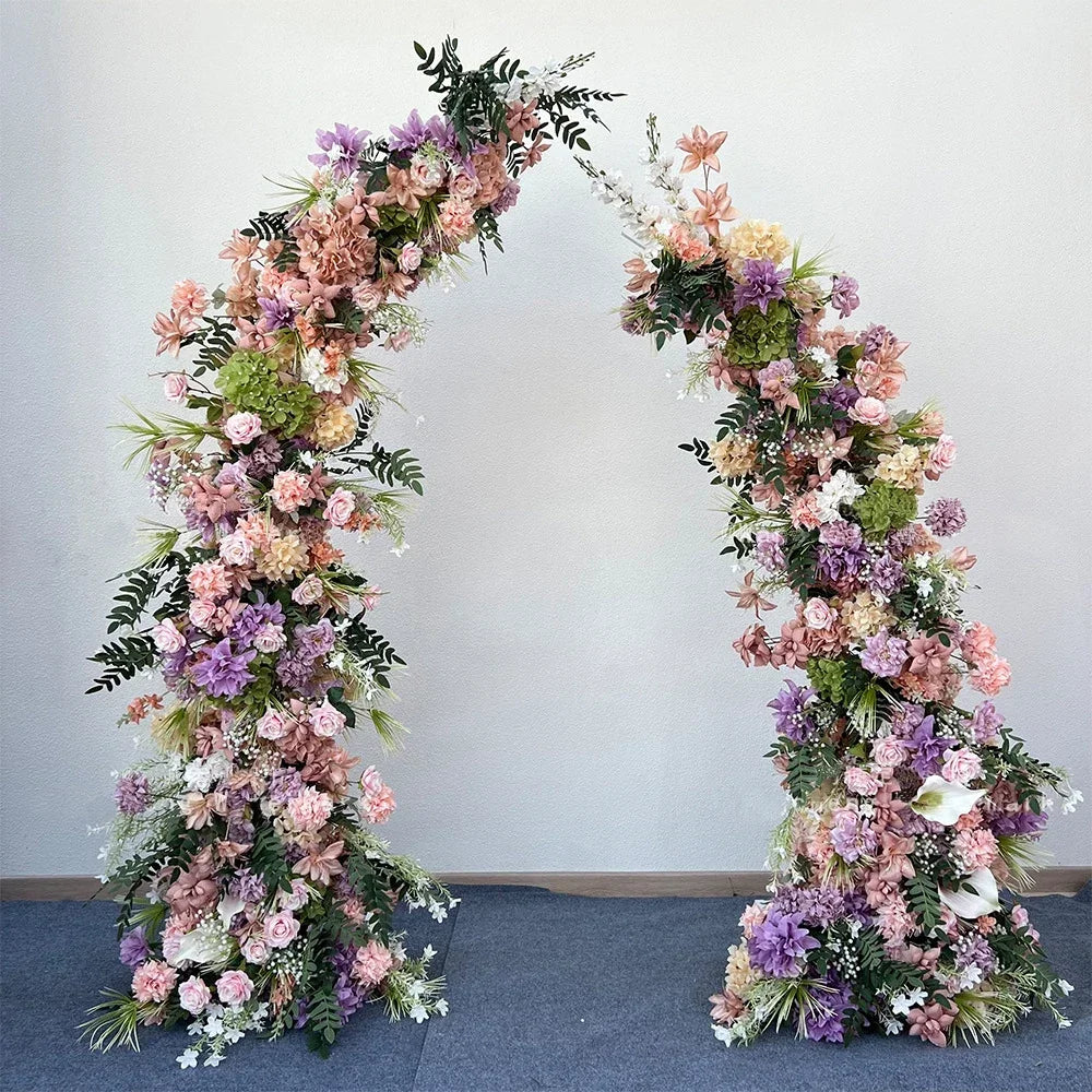 Trumpet Arch Artificial Flower Arrangement, Moon Shape, Wedding Background Props, Party Decoration, Luxury