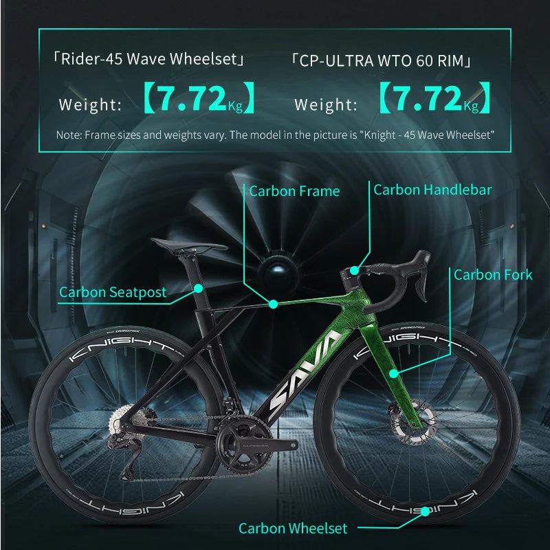 SAVA SLR8 Full Carbon Fiber E-Shift Road Bike with SHIMAN0 ULTEGRA 8170 Di2 Kit Cyclocross Road Bike Racer