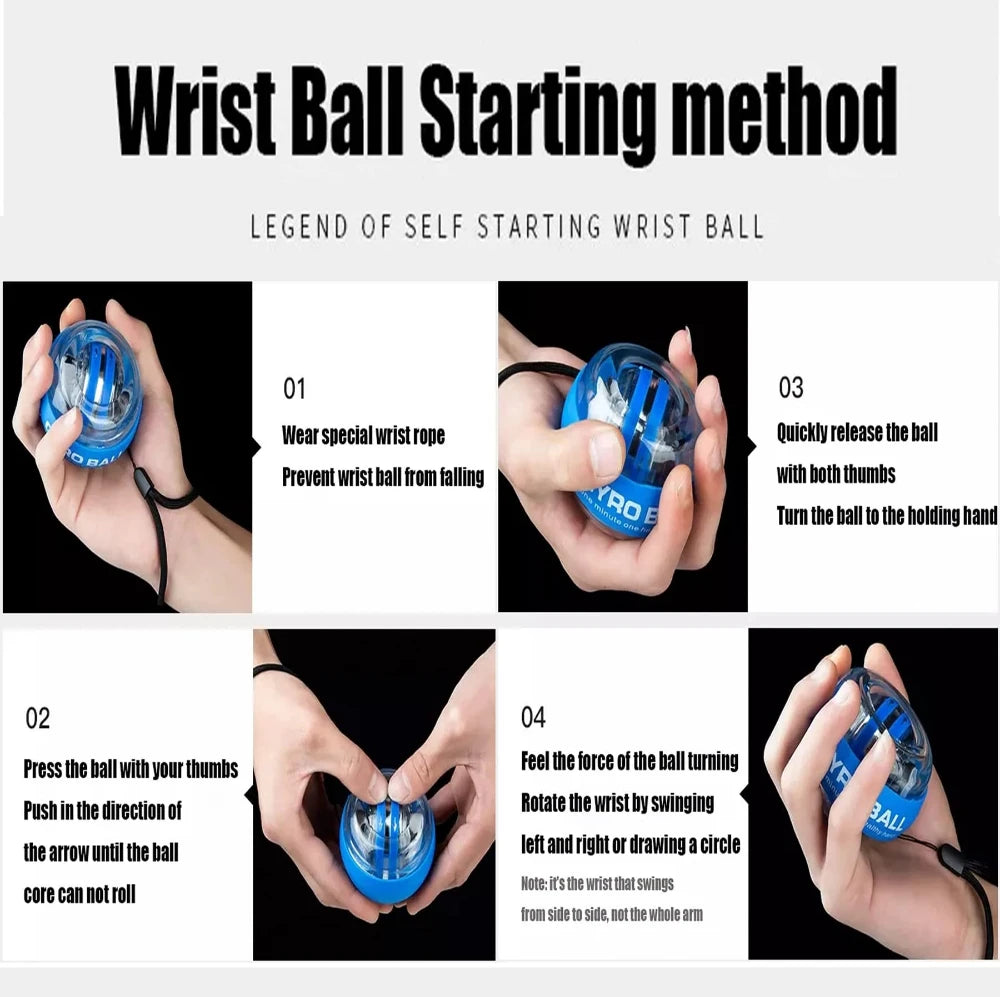 Power Wrist  Hand Ball Trainer Ball Wrist Strengthener Gyro Self-Starting Forearm Trainer Gyro Ball for Strengthening Muscles
