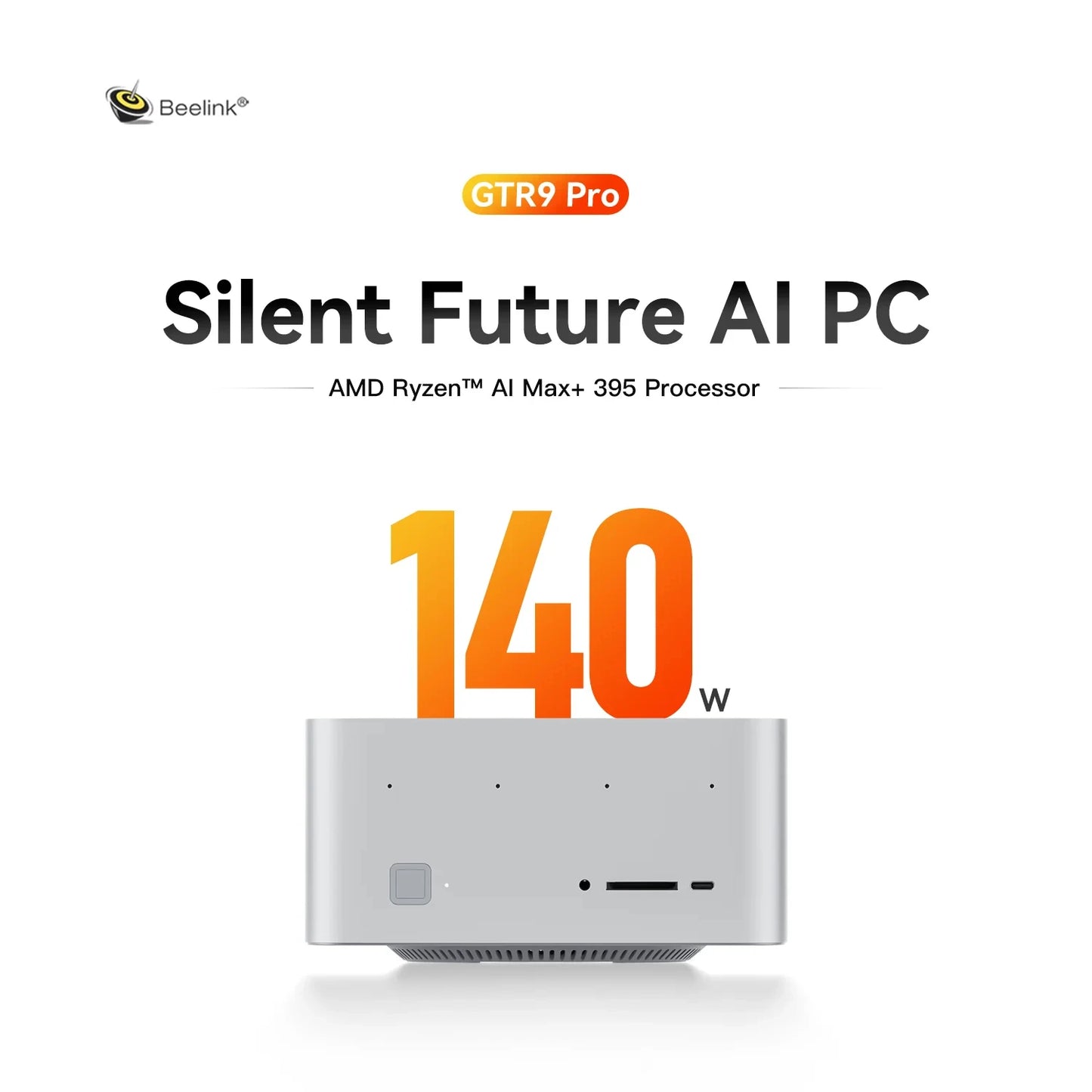 Beelink GTR9 Pro AI Mini PC AMD Ryzen AI MAX+ 395 LPDDR5X 128GB 8000MT/s 2TB SSD 140W Ultra 10GbE LAN WiFi7 BT5.4 Fingerprint