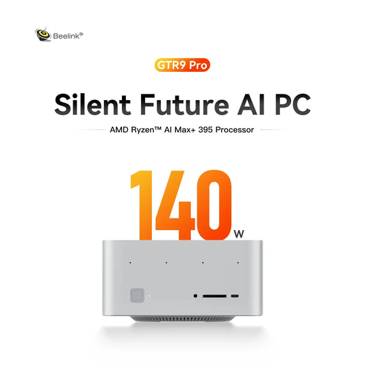 Beelink GTR9 Pro AI Mini PC AMD Ryzen AI MAX+ 395 LPDDR5X 128GB 8000MT/s 2TB SSD 140W Ultra 10GbE LAN WiFi7 BT5.4 Fingerprint