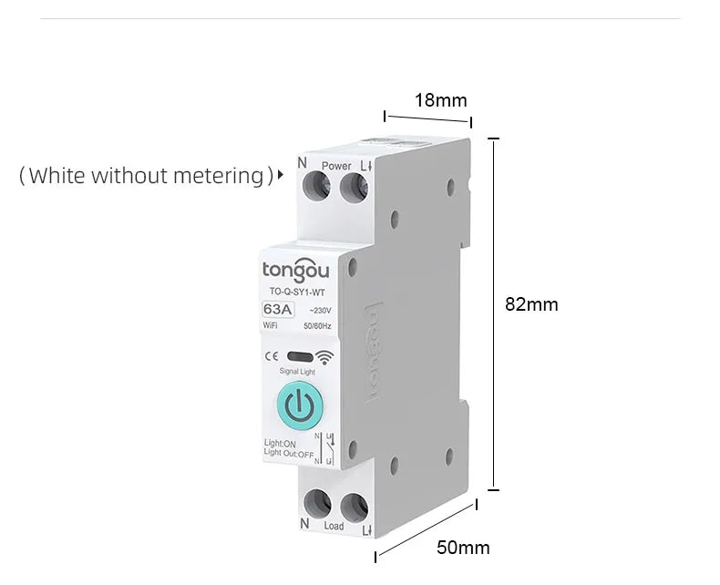 TUYA WIFI Smart Circuit Breaker Power Metering 1P 63A DIN Rail for Smart Home  wireless Remote Control Switch by APP TONGOU