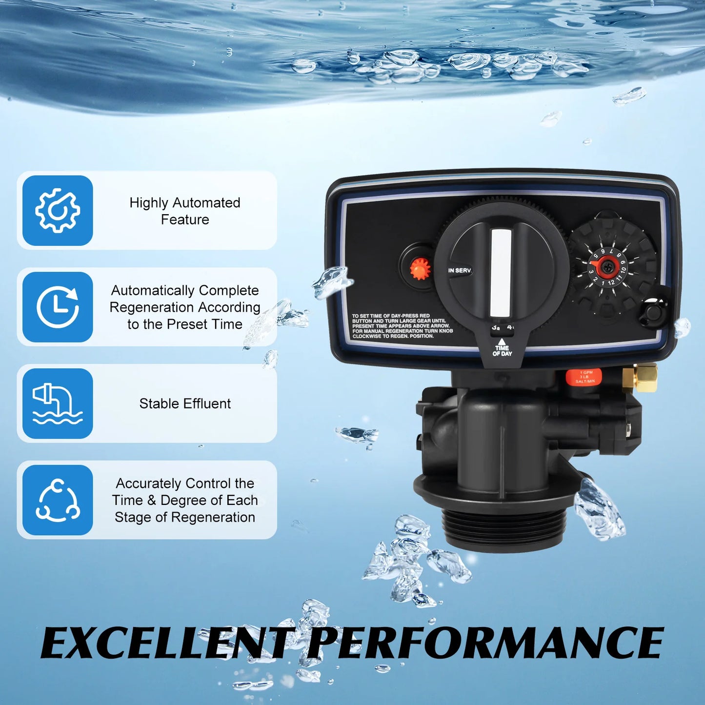 110V 12Day Time Clock Control Valve,5600 Timer Replacement Softener Valve for Water Filter Softener,3W Timer Valve Backwash Head