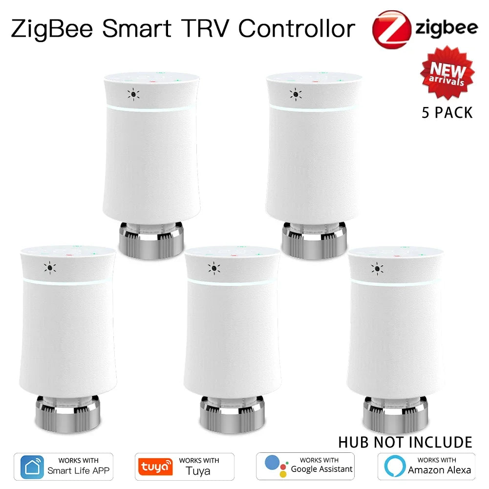 MOES ZigBee3.0 TRV New Radiator Actuator Valve Tuya Smart Programmable Thermostat Temperature Heater Alexa Voice Control