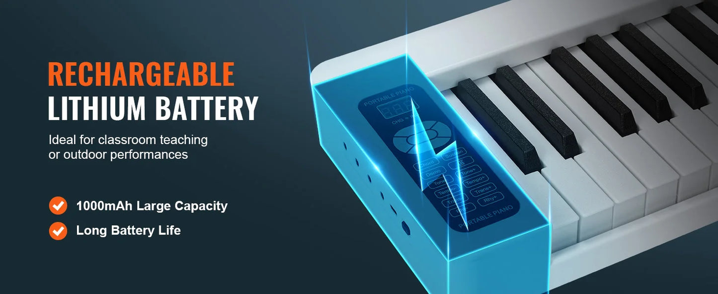 SucceBuy 61 or 88 Key Folding Keyboard Piano Bluetooth & MIDI  Electronic Digital Foldable Piano Rechargeable for Beginners Use