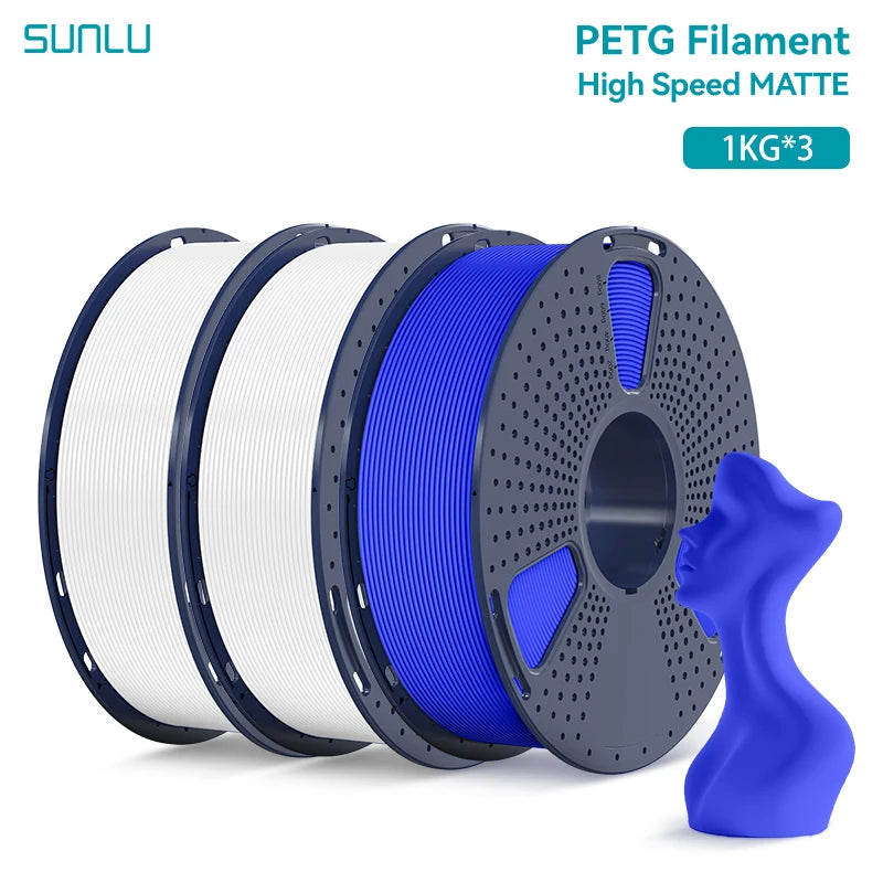 SUNLU 3KG High Speed Matte PETG Filament 1.75mm 1kg Spool (2.2lbs) High Speed Printing Filament Fit Most FDM Printer