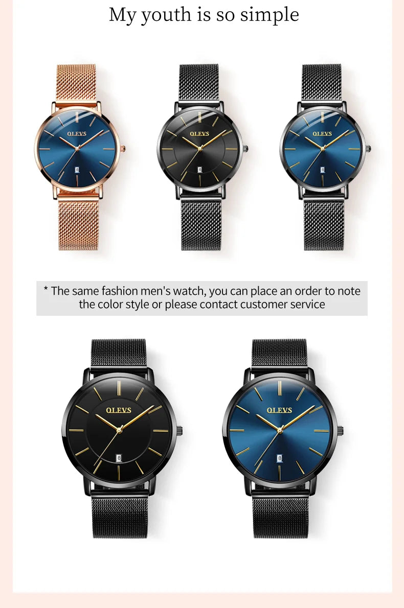 OLEVS Watch Women Rose Gold Top Brand Luxury JAPAN Movement Quartz Ultra Thin Ladies Watch Calendar Date Necklace Watch Set