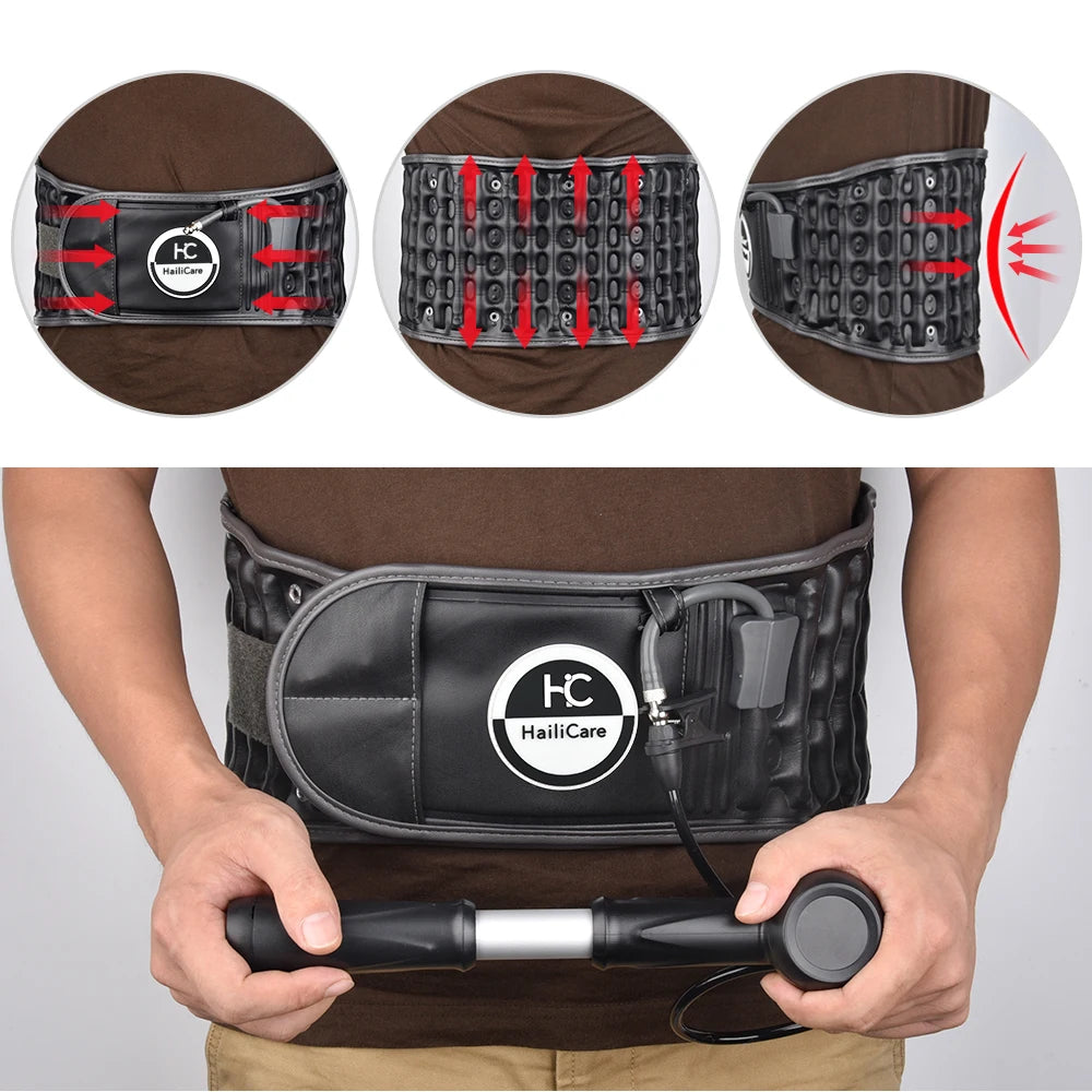 Inflatable Lumbar Waist Belt Air Decompression Back Support Health Care Spine Traction Back Massage Brace Hand Pumb Waist Strap
