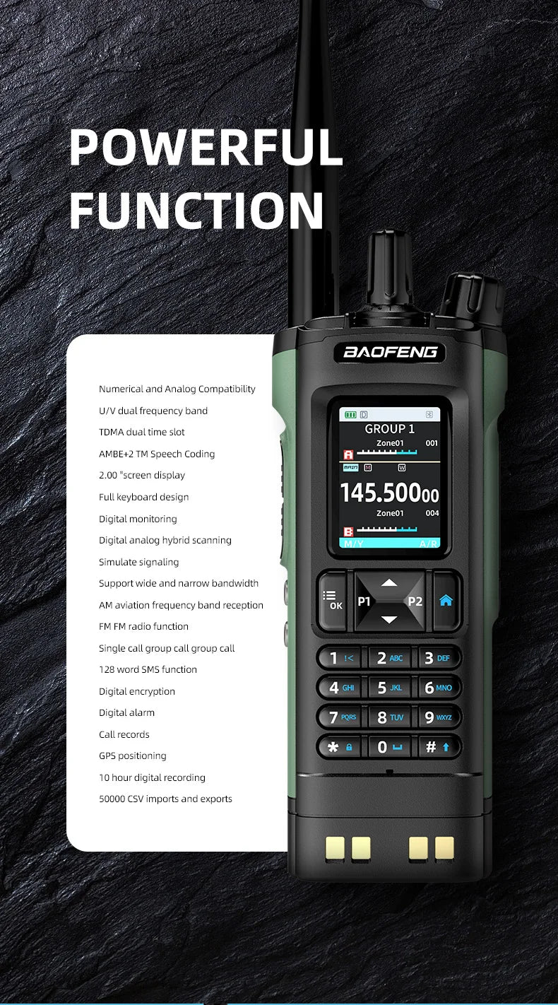 New BAOFENG DM32 Walkie Talkie DMR GPS 10W Programming Multi Band Wireless Copy Frequency Type-C DM-32UV Ham 2 Way Ra