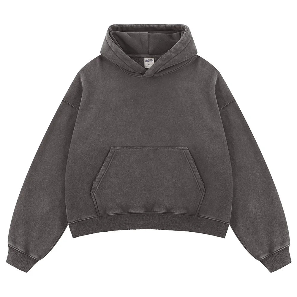 VIPReAlr2025 Winter Hoodie Retro Harajuku Fashion Washed Cotton 380GSM Pullover Sweatshirt Y2K RE Alr