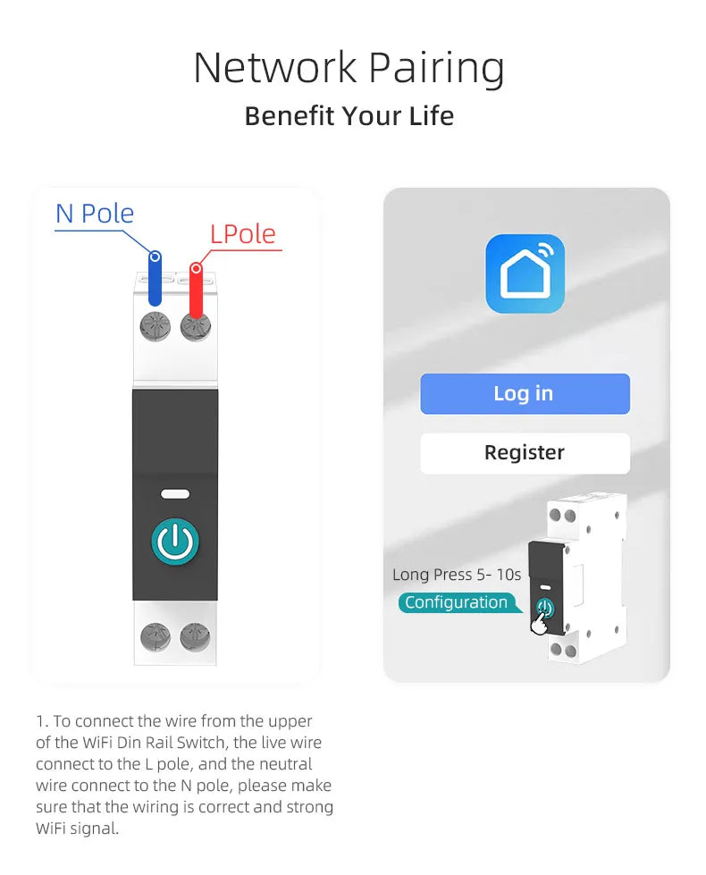 TUYA WIFI Smart Circuit Breaker Power Metering 1P 63A DIN Rail for Smart Home  wireless Remote Control Switch by APP TONGOU
