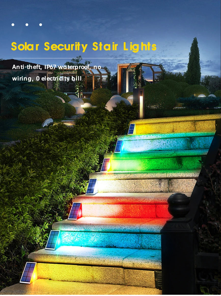 LED Outdoor Solar Light Step Lamp Lens Design Super Bright IP67 waterproof Anti-theft Stair Light Decor Lighting For Garden Deck