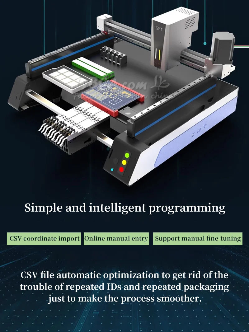 K1 PRO Automatic SMT Pick Place Machine Chip Mounter LED SMD Dual Heads Triple Vision Camera System High Speed Nozzles