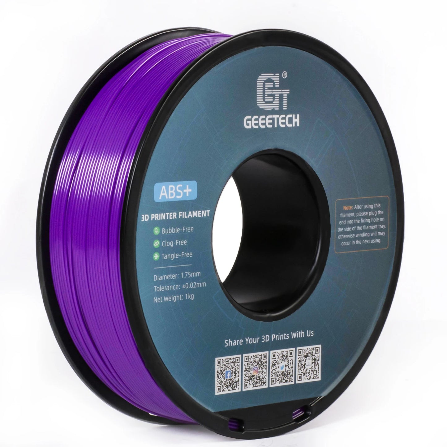 Geeetech  ABS+ 3D Filament 1.75mm 1KG plastic, 3D Printer Material, Tangle-Free, Non-Toxic, Vacuum Packaging