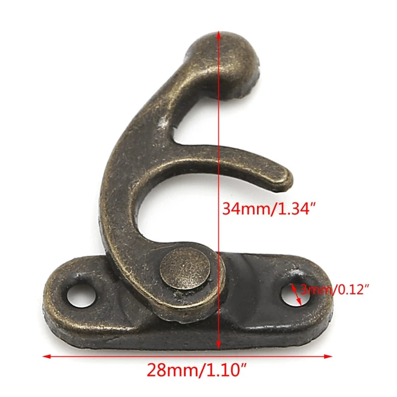 10x Antique Metal Catch Curved Buckle Horn Lock Clasp Hook Jewelry Box Padlock Drop Shipping