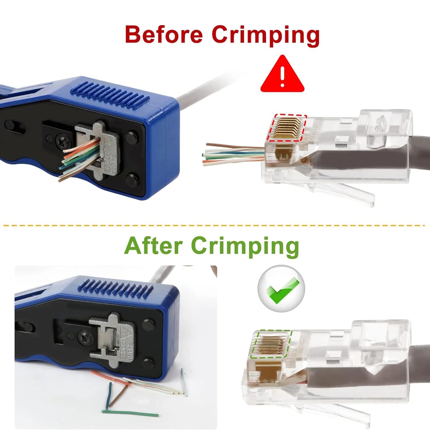 ZoeRax RJ45 CAT6 CAT5E Crimp Tool Kit Pass Through Ethernet Crimper for Cat5e Cat6 8P8C Modular Connectors(Battery Not Included)