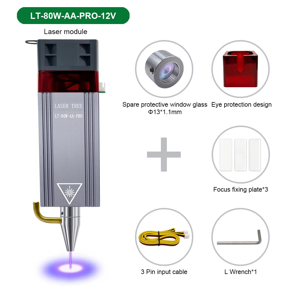 LASER TREE 10W Laser Module with Air Assist 5W Laser Engraving Head 450nm Blue TTL Laser Head for CNC Laser Cutting Machine