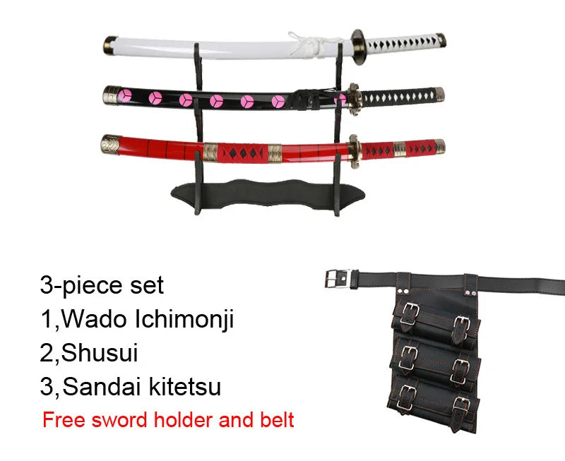 80cm/31.5"Roronoa Zoro Katana Anime Sword  Cosplay Weapons Props 3pc Toy Sword Set  Shusui Lchimonji  Sandai Kitetsu