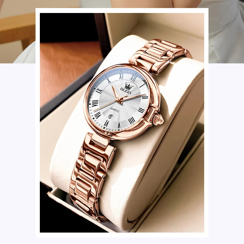 OLEVS 5608 Women Watch Luxury Brand Quartz Watch Roman Scale Waterproof Luminous Calendar Watch Elegant Women Watch Reloj Hombre