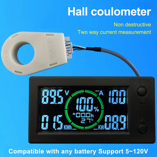 Bluetooth DC 0~300v Battery Monitor Hall Coulomb Tester Digital Voltmeter Ammeter Capacity Power Electricity AH Voltage Meter