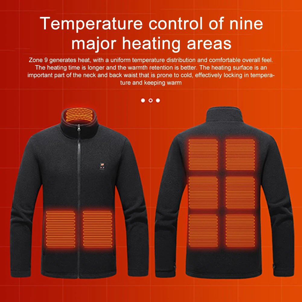 9 Heated Area Heating Jacket USB Charging Heated Insulated Jackets Warm Heated Sweater 3 Gear Temperature for Outdoor Activities