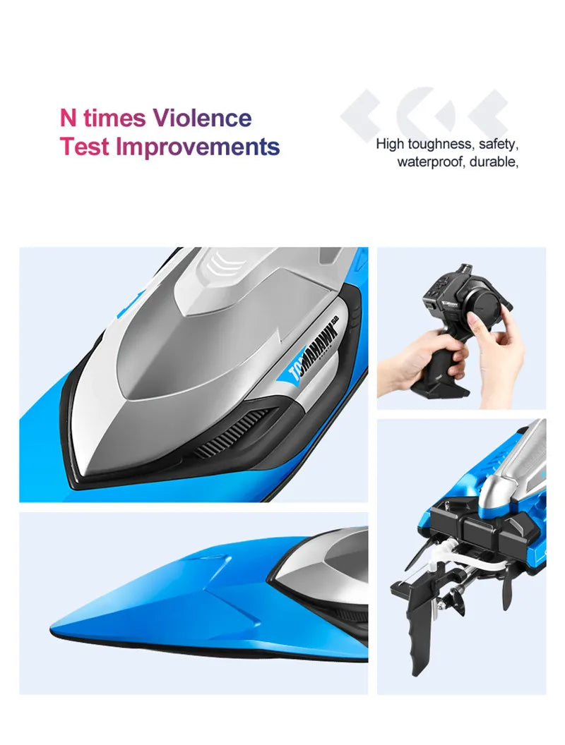 50CM Large Racing 70KM/H High Speed RC Boat 2.4G 200M Capsized Reset Dual Waterproof Smart Alarm Remote Control Boat Speedboat