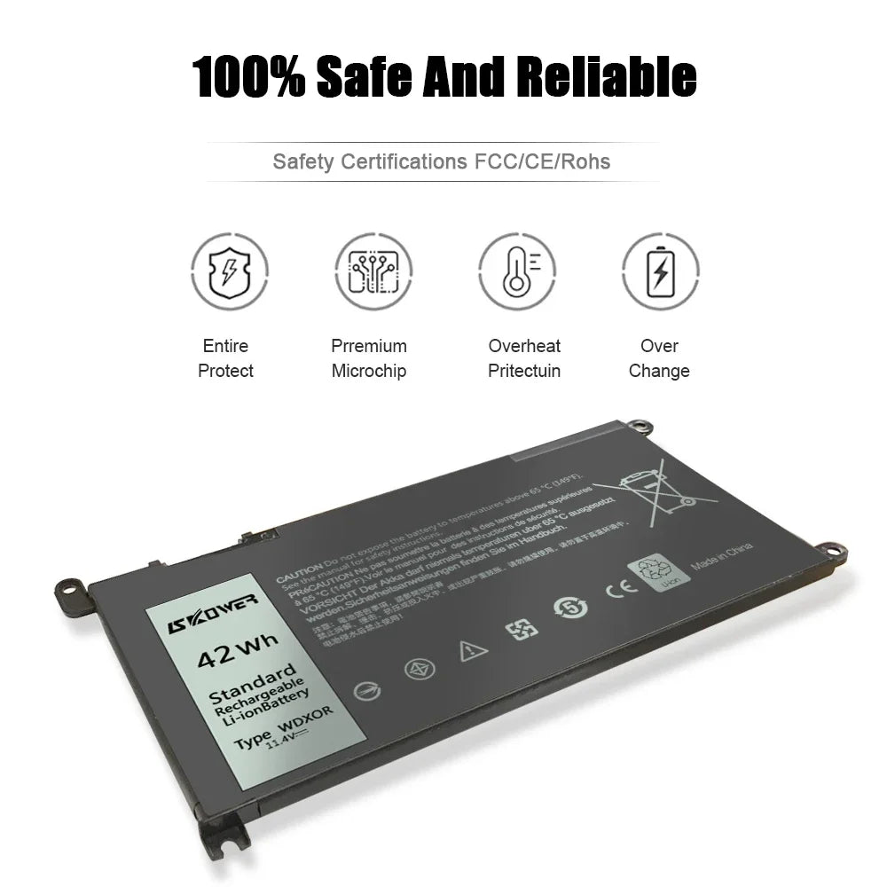 SKOWER 42Wh WDX0R Battery 3CRH3 for Dell Inspiron 13 5000 7000 7580