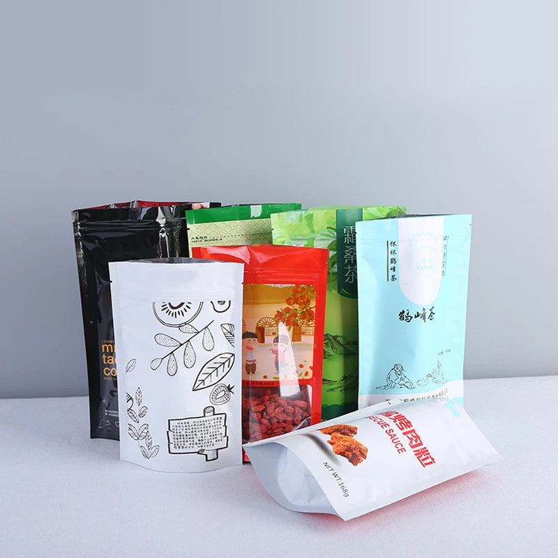 Cookie Bags with Zipper, Kraft Paper Food Pouch Bag, Gift Packaging, Aluminum Foil Bags, Custom Print Logo