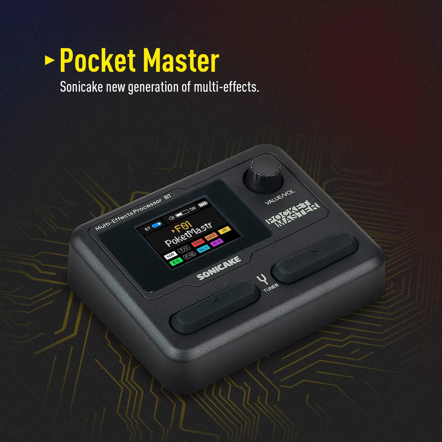 SONICAKE Local Pocket Master Compact Guitar Bass Amp 100+ Multi-Effects Pedal APP Control 1.77" LCD color screen QME-10