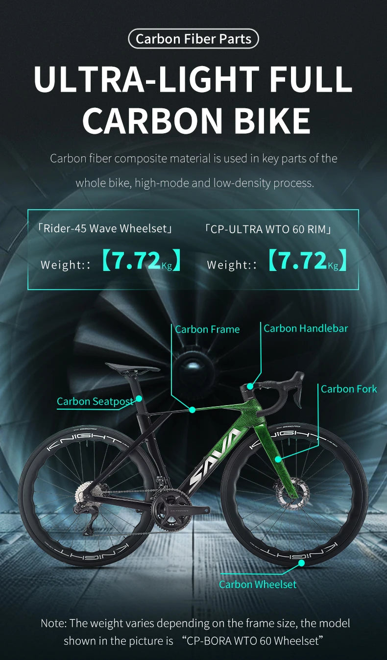 SAVA SLR8 Full Carbon Fiber E-Shift Road Bike with SHIMAN0 ULTEGRA 8170 Di2 Kit Cyclocross Road Bike Racer